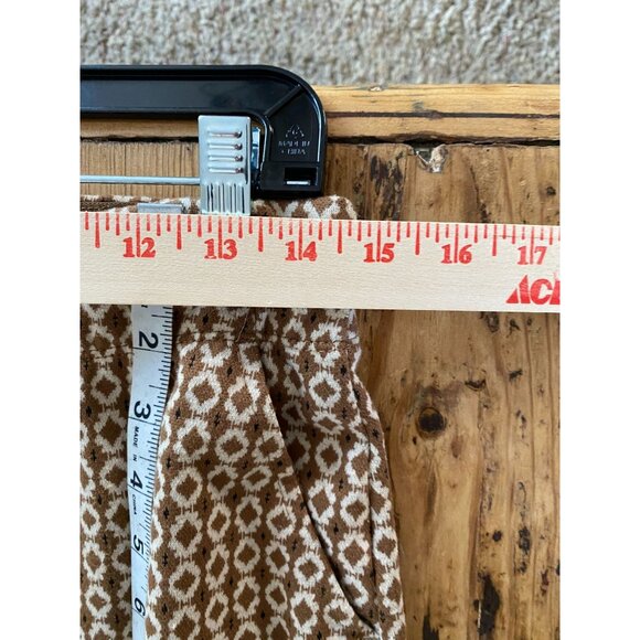 Max Studio London Womens Wide-Leg Geometric Pants L Polyester/Rayon Blend Tan - Picture 7 of 8